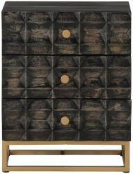 vidaXL Fekete tömör mangófa éjjeliszekrény 40 x 29 x 50 cm (351680) - pepita