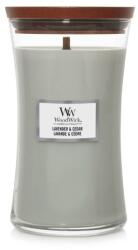 WoodWick Lavender & Cedar lumânare parfumată cu fitil de lemn 609, 5 g