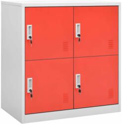 vidaXL 2 db világosszürke-piros acél zárható szekrény 90x45x92, 5 cm (3095225)