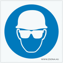  Védősisak és védőszemüveg használata kötelező! Öntapadós matrica (ZSRM-05A)