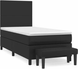 vidaXL Fekete műbőr rugós ágy matraccal 80 x 200 cm (3137509) - pepita