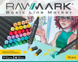 Rawmark Rawmark, Basic Line, set 36 markere duble + 5 carte de colorat, cu cerneala pe baza de alcool, multicolore