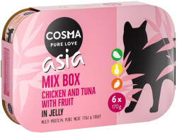 Cosma 6x170g Cosma Asia Fruits aszpikban nedves macskatáp vegyes próbacsomag