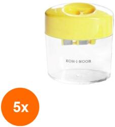 KOH-I-NOOR Set 5 x Ascutitoare Plastic cu Container, Diverse Culori (HOK-5xKH-K9095-112)