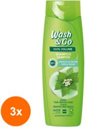 Wash&Go Set 3 x Sampon Wash&Go cu Extract de Urzica, pentru Par cu Tendinta de Rupere, 360 ml