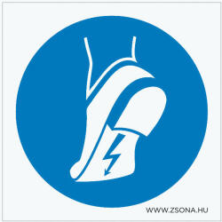  Vezetőtalpú cipő használata kötelező! Öntapadós matrica 100x100 mm (ZSRM-26A)
