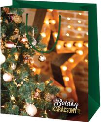 Cardex Boldog Karácsonyt díszített karácsonyfa mintás közepes ajándéktáska 18x10x23cm (44537) - innotechshop
