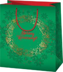 Cardex Boldog karácsonyt! zöld közepes méretű ajándéktáska 18x10x23cm (42987C) - innotechshop