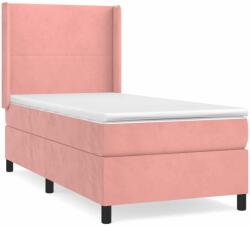 vidaXL Rózsaszín bársony rugós ágy matraccal 100 x 200 cm (3132548) - pepita