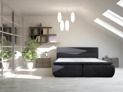 Bedora Pat Dormitor Bedora Bergen Memory, 180x200 cm, lada de depozitare, textil, negru