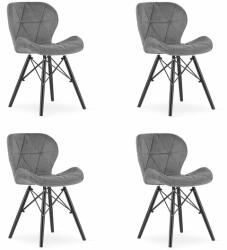 ARTOOL Set 4 scaune stil scandinav, Artool, Lago Velvet, catifea, lemn, gri si negru, 47x52x73.5 cm (3751_1S)