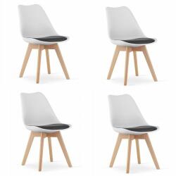 ARTOOL Set 4 scaune bucatarie/living, Artool, Mark, PP, lemn, alb, perna neagra, 49x43x82 cm (3784_1S)