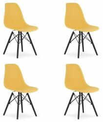 ARTOOL Set 4 scaune stil scandinav, Artool, Osaka, PP, lemn, mustar si negru, 46x54x81 cm (3598_1S)