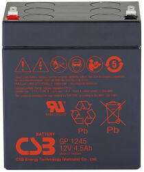 CSB-Battery GP1245/HR1221W 12V 4, 5Ah F2 zárt ólomsavas akkumulátor (CSB-GP-1245)