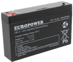 EUROPOWER EP7-6 6V 7Ah zárt ólomsavas akkumulátor (EUROPOWER-EP-7-6)