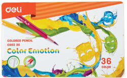 Deli Színes ceruzakészlet, háromszögletű, fémdobozos, DELI "Color Emotion", 36 különböző szín (DEC00235)