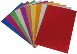 Cre Art csillámos dekorgumi lap, A/4, 2mm, vegyes színekben, 10 db-os csomagban (KDKMO00920)