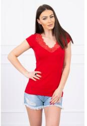 Mondo Italia, s. r. o Női póló csipke nyakkivágással MI8987 piros (MI8987)