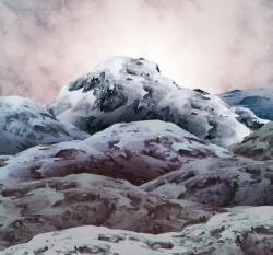  Amikor a hegyek eggyé válnak a hóval köddel és árnyékkal fehér szürke kék barna és fekete tónusok falpanel/digitális nyomat (INX6-007)