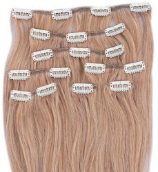 HairExtensionShop Csatos Emberi Póthaj Standard Sötétszőke Színben 40cm (Szín #12) (RC4012)