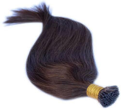 HairExtensionShop Keratinos I-TIP Emberi Póthaj Mikró Gyűrűzéshez Középbarna 50cm (Szín #6) (RIT506)