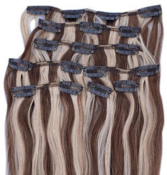 HairExtensionShop Csatos Emberi Póthaj Standard Melírozott Színben 40cm (Szín #6/60) (RC40660)
