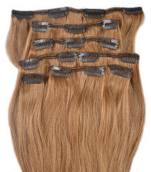 HairExtensionShop Csatos Emberi Póthaj Aranybarna Színben 60cm (Szín #10) (RC6010)