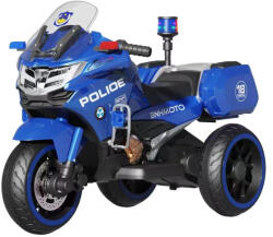 Hollicy Motocicleta cu 3 roti, Kinderauto POLICE BJML5188 60W, 6V cu scaun tapitat, culoare albastra