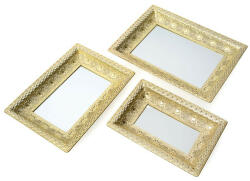  Glori dekoratív tál szett tükörrel Arany 3db-os