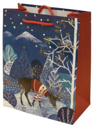 Creative Dísztasak CREATIVE Luxury M 18x23x10 cm karácsonyi havas mintás matt zsinórfüles (VD-A-NL-016) - papir-bolt