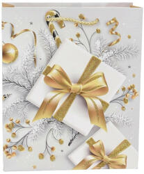 Creative Dísztasak CREATIVE Simple S 23, 5x19, 5x8 cm karácsonyi arany mintás glitteres szalagfüles (1248S) - papir-bolt