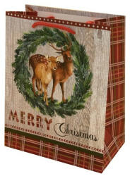 Creative Dísztasak CREATIVE Luxury M 18x23x10 cm karácsonyi kockás mintás matt zsinórfüles (VD-A-NL-014) - papir-bolt