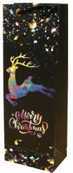 Creative Italtasak CREATIVE 12, 8x36x8, 2 cm karácsonyi fekete mintás aranyozott glitteres zsinórfüles (C190) - papir-bolt