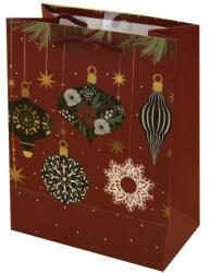 Creative Dísztasak CREATIVE Luxury XL 31x42x12 cm karácsonyi piros mintás matt zsinórfüles (VD-C-NL-019) - papir-bolt