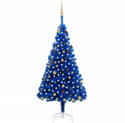 vidaXL Set pom Crăciun artificial LED&globuri albastru 210 cm PVC (3077510) - comfy