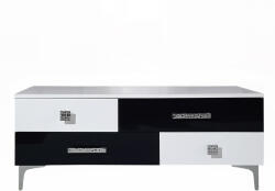 International Service Comoda Dohna 4 sertare, pal alb si negru, 1200 x 400 x 490mm Comoda
