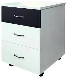 International Service Rollbox 3 sertare cu manere si inchidere centralizata , Alb/ Wenge , 44 x 52 x 61 cm Dulap arhivare