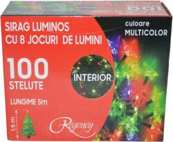 Regency Instalatie de Craciun, sirag luminos cu 8 jocuri de lumini, 100 de beculete stelute multicolore, 5 m