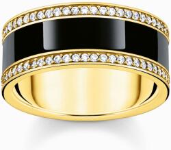 Thomas Sabo aranyozott fekete szalagos gyűrű - TR2446-565-11-54