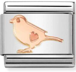 Nomination ezüst charm rozé madárral - 430104/54