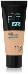 Maybelline New York Fit Me! Matte+Poreless pórusösszehúzó és mattító alapozó normál és olajos bőrre árnyalat 118 Nude 30 ml