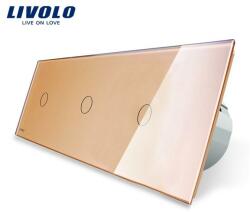 Livolo Intrerupator triplu cu touch Livolo din sticla (Auriu) (VL-C701/C701/C701-13)