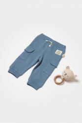 BabyCosy Pantaloni cu buzunare laterale, Two thread, 100%bumbac organic - Indigo, BabyCosy (Marime: 9-12 luni) (BC-CSY8017-9) - roua