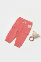 BabyCosy Pantaloni cu buzunare laterale, Two thread, 100%bumbac organic - Rose, BabyCosy (Marime: 9-12 luni) (BC-CSY8018-9) - roua