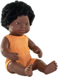 Miniland Papusa 38 cm, fetita africana, imbracata in salopeta tricotata (ML31289) - ookee Papusa