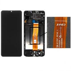Samsung A125 Galaxy A12, Nacho, A12s A127 Global és EU verzió előlap keret, lcd kijelző és érintőpanel, fekete (sárga SM-A125F REV 0.1, CDOT átvezető fóliával) OEM