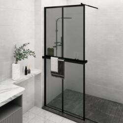 vidaXL fekete ESG üveg és alumínium zuhanyfal polccal 100 x 195 cm (3185477) - vidaxl