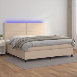 vidaXL cappuccino színű műbőr rugós ágy matraccal és LED-del 200x200cm (3135908) - vidaxl