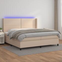 vidaXL cappuccino színű műbőr rugós ágy matraccal és LED-del 200x200cm (3139348) - vidaxl