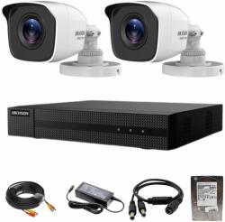 Hikvision Sistem supraveghere Hikvision TurboHD HiWatch 2 camere 2MP IR 20m lentila 2.8mm XVR 4 canale 2MP cu accesorii HDD 500GB (39742-)